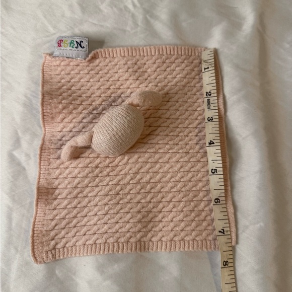 NYGB Pink Bunny Rabbit Security Baby Blanket Lovey Sweater Knit Rattle Head 7” - Picture 5 of 6